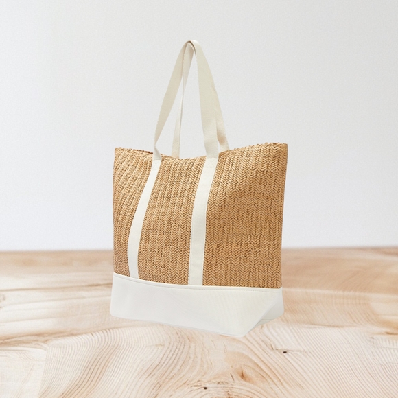 Show Me Your MuMu Handbags - Show Me Your MuMu Tan and White Sunseeker‎ Tote